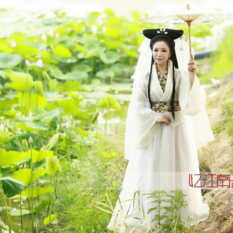Legend Of Madame White Snake costumes Chinese ancient fairy Dress + Veil hanfu clothing Film television performance Outfit