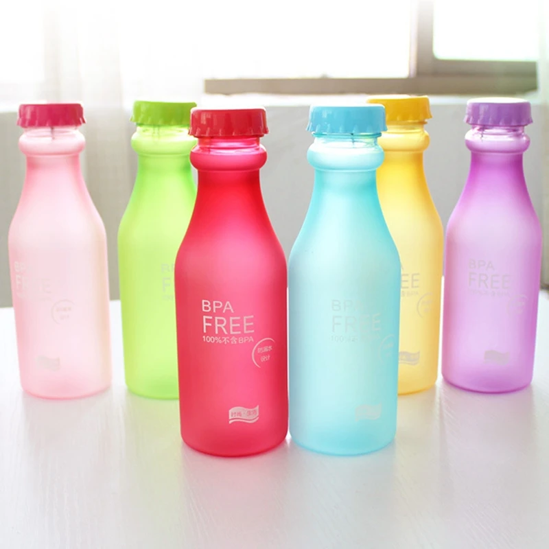 Creative Colorful Water Bottle Plastic Portable Lemon juice For Outdoor Shaker Leak-proof Sports my drink bottles | Дом и сад