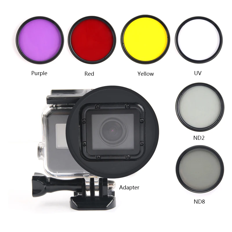 6 в 1 58 мм фильтры для GoPro Hero 7 6 5 черный водонепроницаемый чехол для дайвинга UV CPL красный фиолетовый фильтр для Go Pro 7 набор аксессуаров