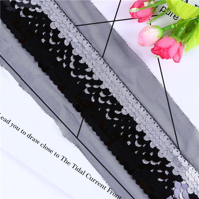 Meetee 5yards 9cm Sequins Embroidered Mesh Lace Webbing DIY Scarf Tablecloth Bag Clothing Home Decoration Craft Accessory BD425 | Дом и сад