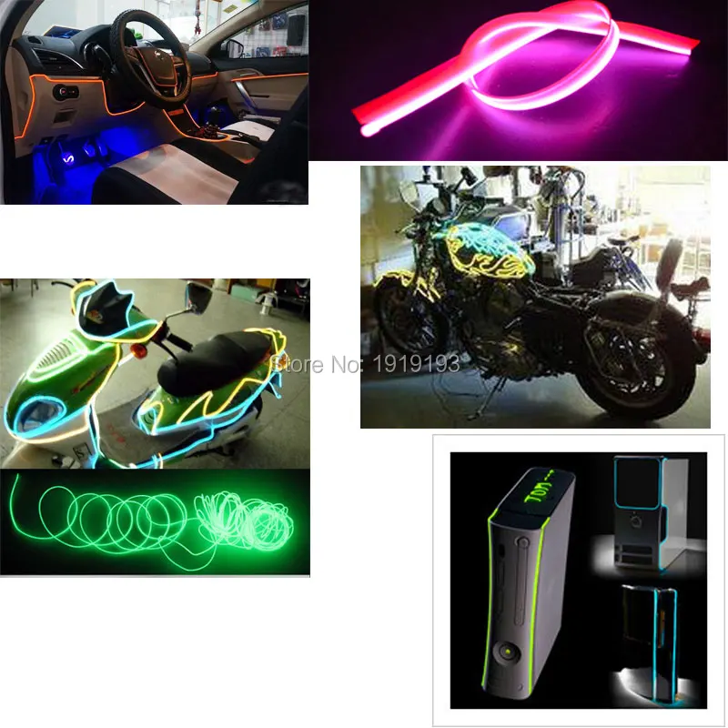 Светодиодная лента EL Wire гибкая неоновая для внутренней вечеринки автомобиля 10