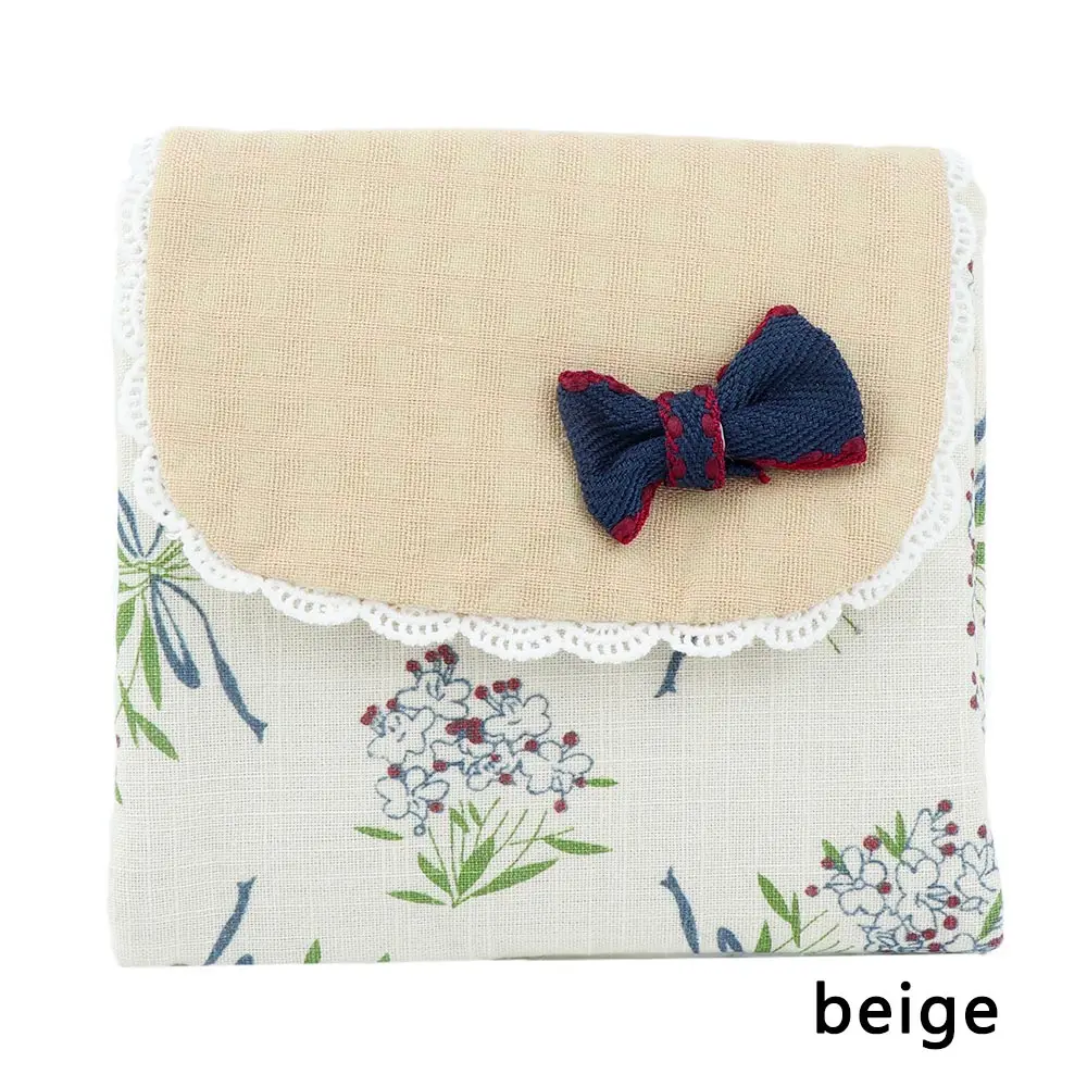 beige Милый гигиенический блокнот-органайзер с цветочным узором для женщин и девочек, сумочка для хранения салфеток и полотенец, косметичка, чехол, гигиеническая сумка для салфеток - Цвет: beige