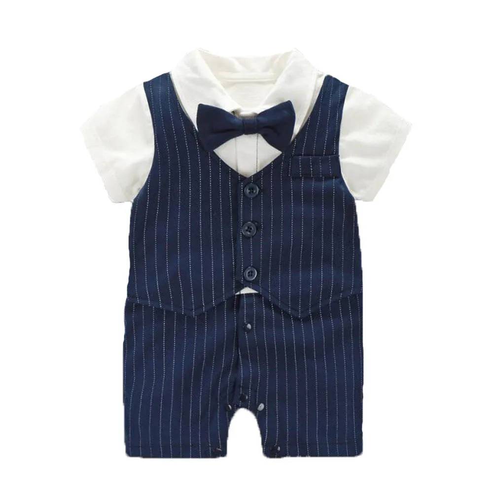 1 pc summer-- blue Костюм-смокинг для свадебной вечеринки для новорожденных мальчиков, костюм для малышей 0-18 месяцев: боди+ шапка+ носки+ обувь, комплект одежды, подарок для маленького джентльмена - Цвет: 1 pc summer-- blue