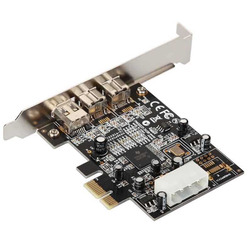 Дополнительная карта BTBcoin PCI Express 3 порта Firewire 1394B и 1394A PCIe 1 1x1 Чипсет TI XIO2213B 1394