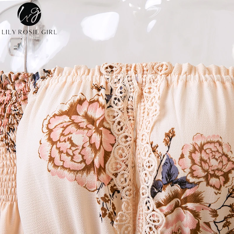 Lily Rosie девушка с открытыми плечами Boho Цветочный принт Комбинезоны женские