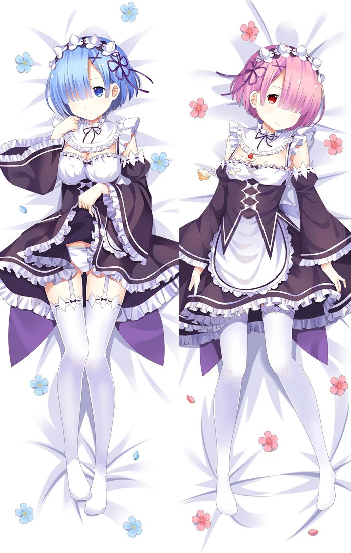 Аниме Re Zero kara Hajimeru Isekai Seikatsu sexy girl Rem & Ram Dakimakura наволочка обнимающая подушка для