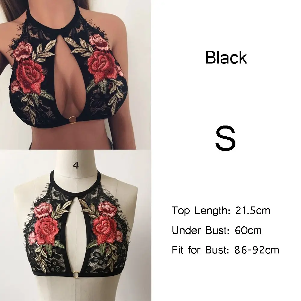 Black S 1 шт., новинка, сексуальный женский корсет, Завитый грудью, кружевной, пуш-ап, бюстгальтер, топы, нижнее белье, вышивка, цветы, топы, кроп - Цвет: Black S