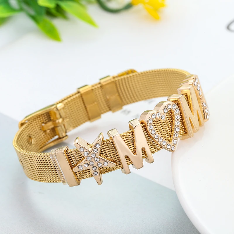 BAOPON ювелирные изделия мама и любовь Слайд браслет с брелоками из нержавеющей