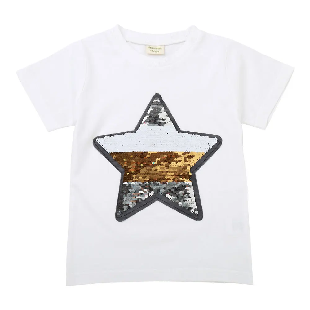 Летняя футболка для мальчиков и девочек Волшебные двусторонние Детские футболки