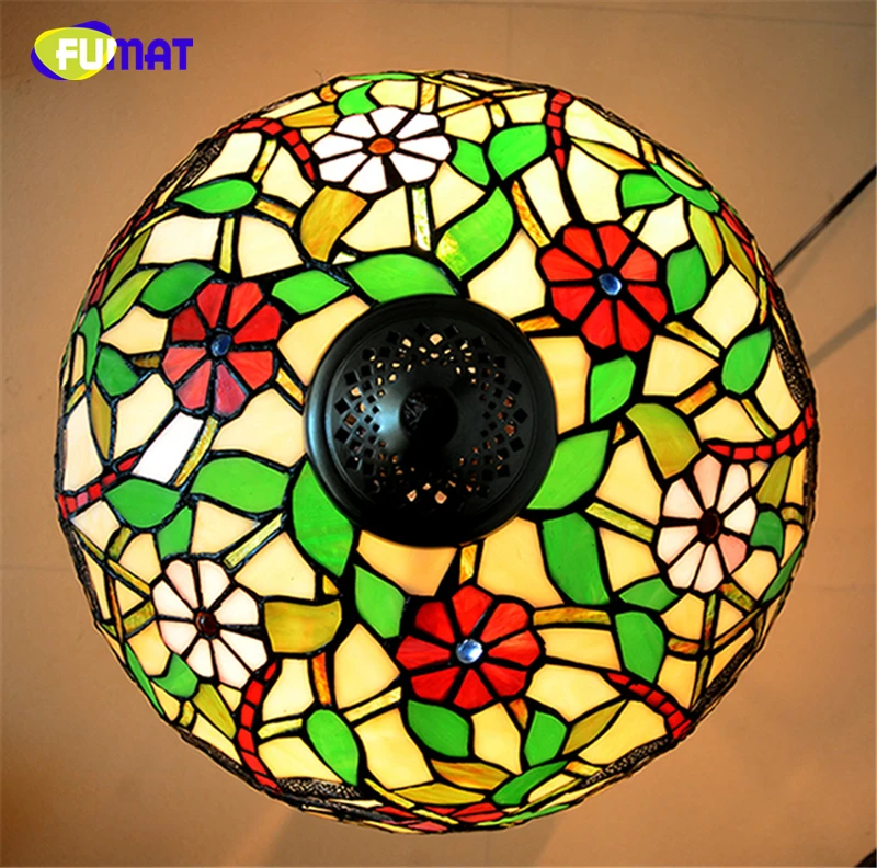 Пастельная настольная лампа FUMAT Tiffany в виде стрекозы и цветов для домашнего