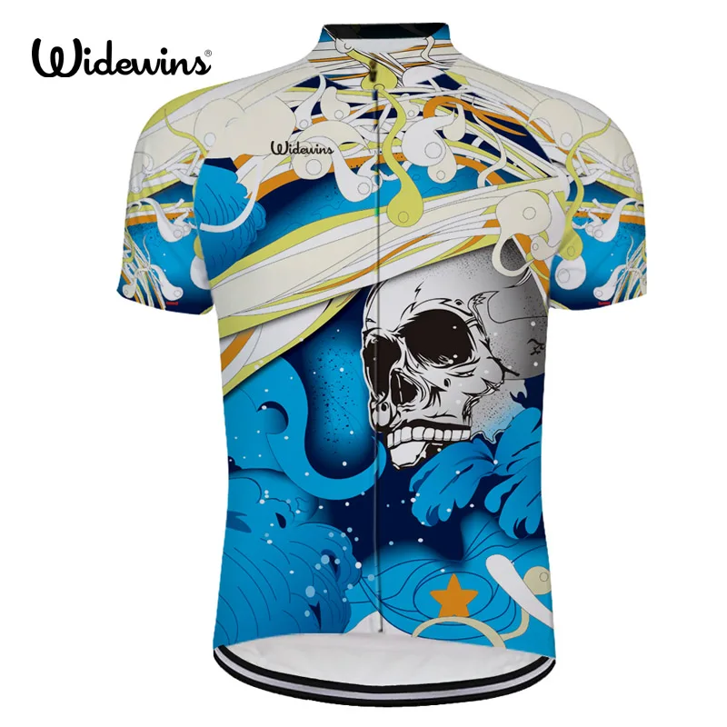 

blue Human skeleton Cycling Jersey Quick-Dry Short Sleeve Sport Skull Bike Shirt High Quality Bicycle European Top Clothing 6529