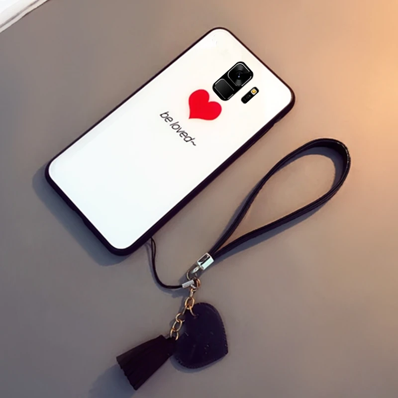 Чехол из закаленного стекла для samsung galaxy A7, чехол be love для samsung A7 A8 A5 A9 A6 Plus A9S, чехол с кисточкой