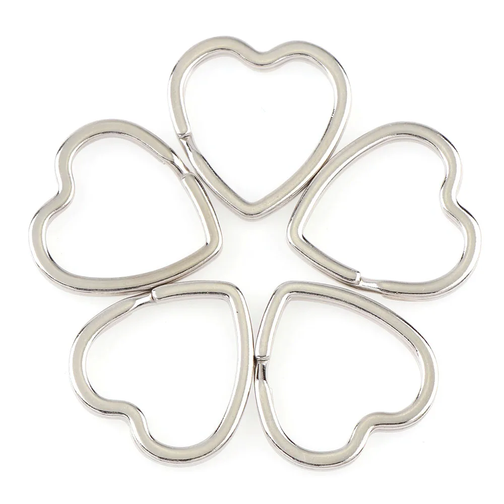 

10pcs/lot 5Style Rhodium Iron Plum Blossom Love&Round Shape Split Ring Iron Key Ring For Keychain Making Diy Jewelry Accessories