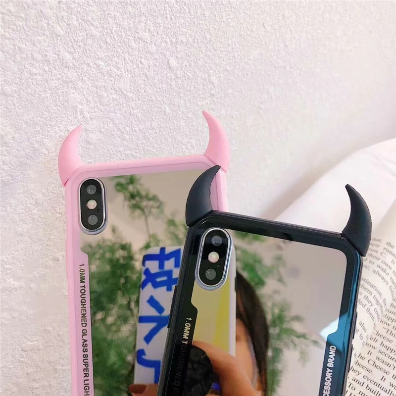 Милый персональный чехол для телефона с рогом дьявола для iPhone 11 Pro Max XR XS Max 7 8 6S Plus чехол мягкий акриловый прозрачный чехол для телефона