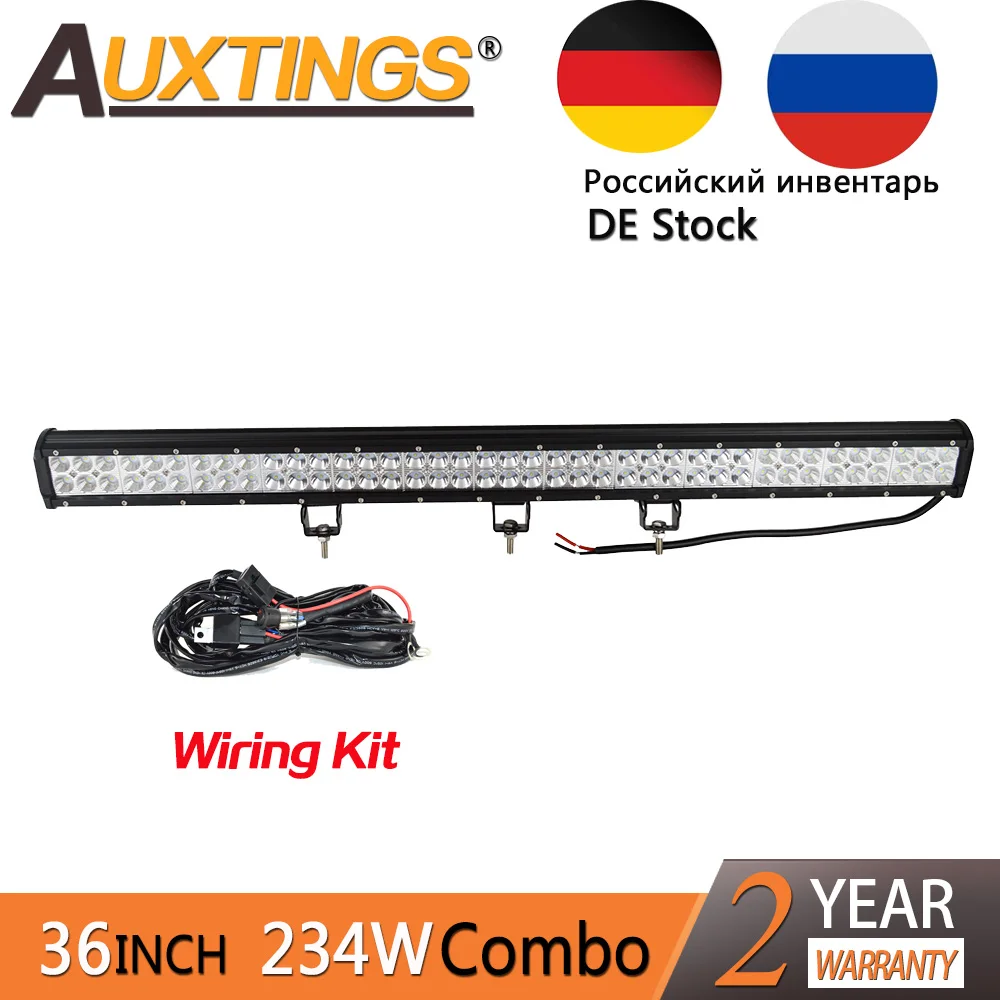 Auxtings 12 В 24 234 Вт 36 Inch свет бар с комплекты проводки high lumen пятно Наводнение combo для