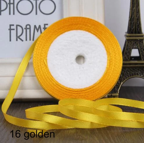 16 golden yellow 25 ярдов атласная лента 6 мм корсажные ленты DIY лук Ремесло Декор для упаковки подарков Свадебная вечеринка украшения принадлежности для скрапбукинга - Цвет: 16 golden yellow