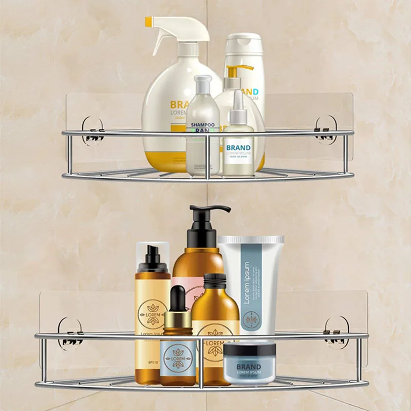 Corner Shelf Bathroom Adhesive Shower Caddy Basket Wall Mounted Storage Organizer for Kitchen Toilet Stainless Steel - No Dril | Дом и сад