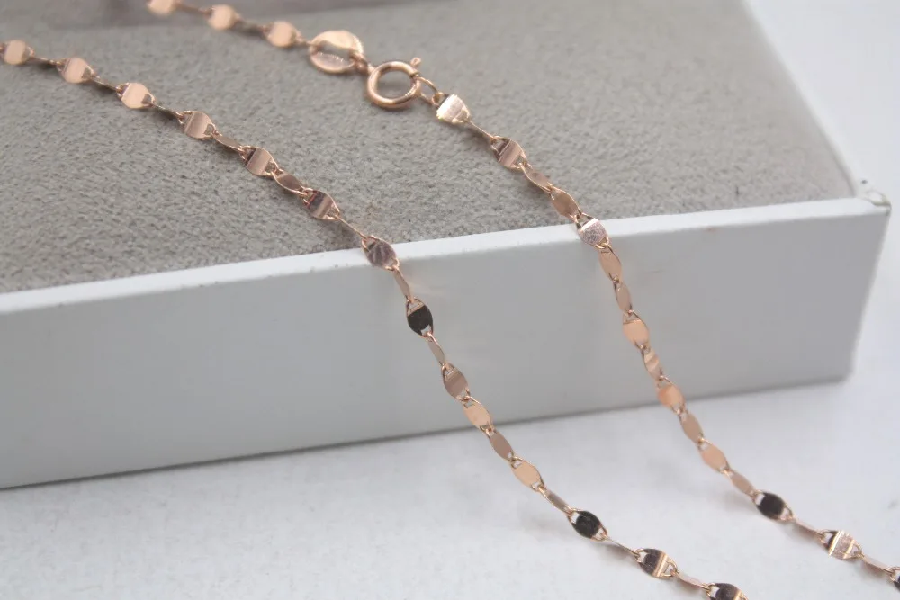 Ожерелье из настоящего 18-каратного розового золота женская элегантная цепочка