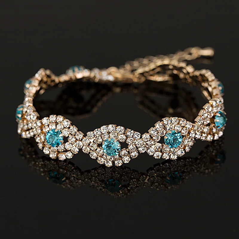 2017 Роскошные хрустальные браслеты для женщин серебряные и свадебные ювелирные