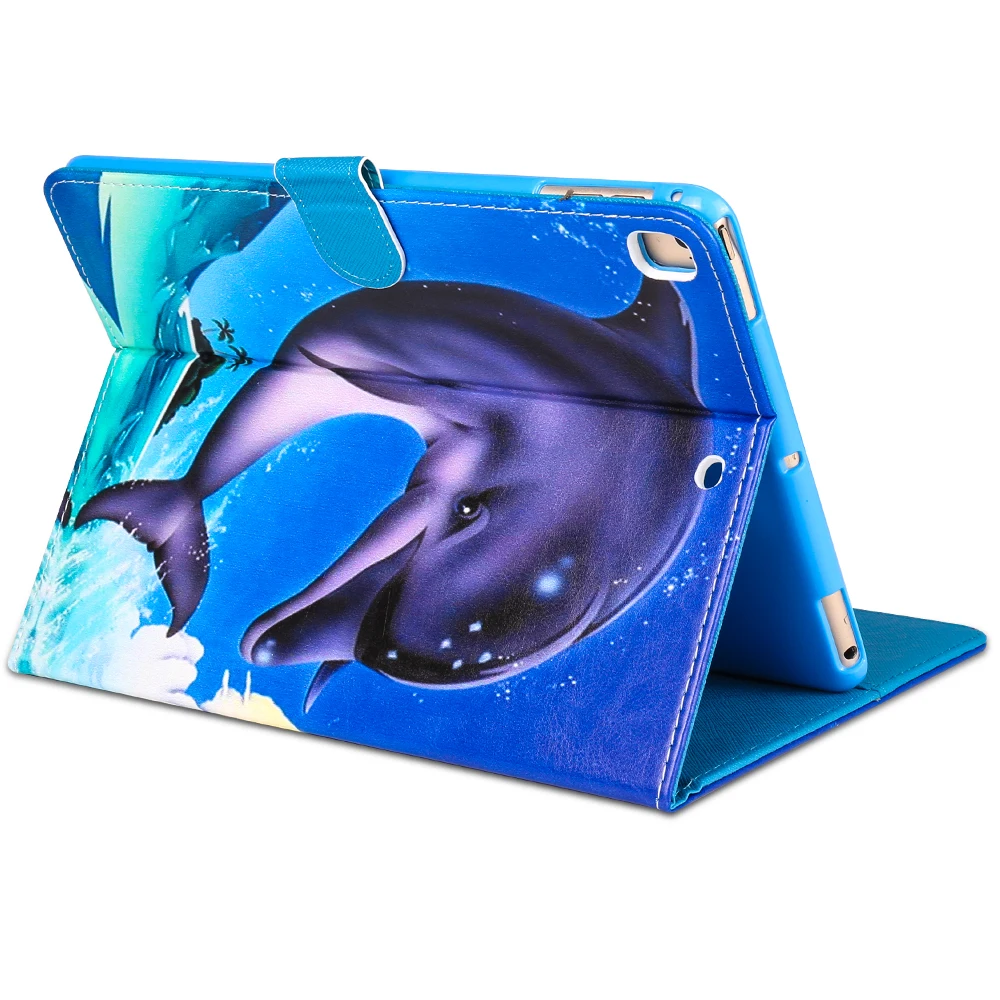 VRLucky для iPad 2018 2017 9 7 дюймов Air 1 2 Pro чехол с милым рисунком дельфина Флип Стенд PU