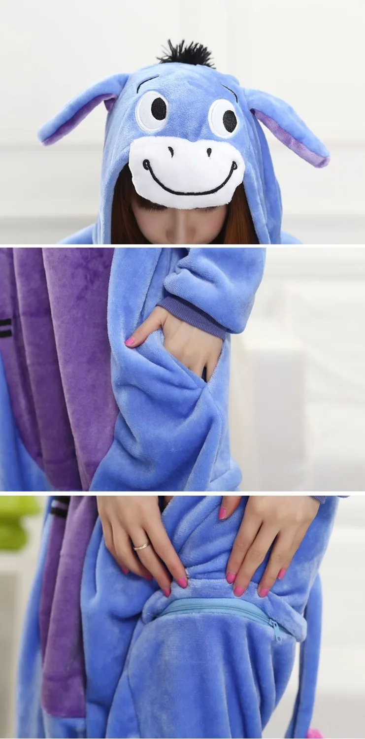 

Greywalnut Fashion Autumn and winter Cartoon animals Cute Donkey Pajamas for Women adult Long sleeve Pajama sets