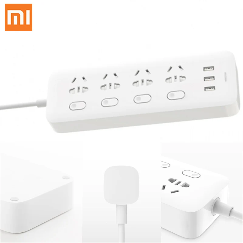 Xiaomi Mi, оригинальная розетка с разъемом питания, 4 порта, 4 переключателя с суб-контролем, 3 разъема USB, быстрая зарядка, 2,0, удлинитель, безопасная дверь