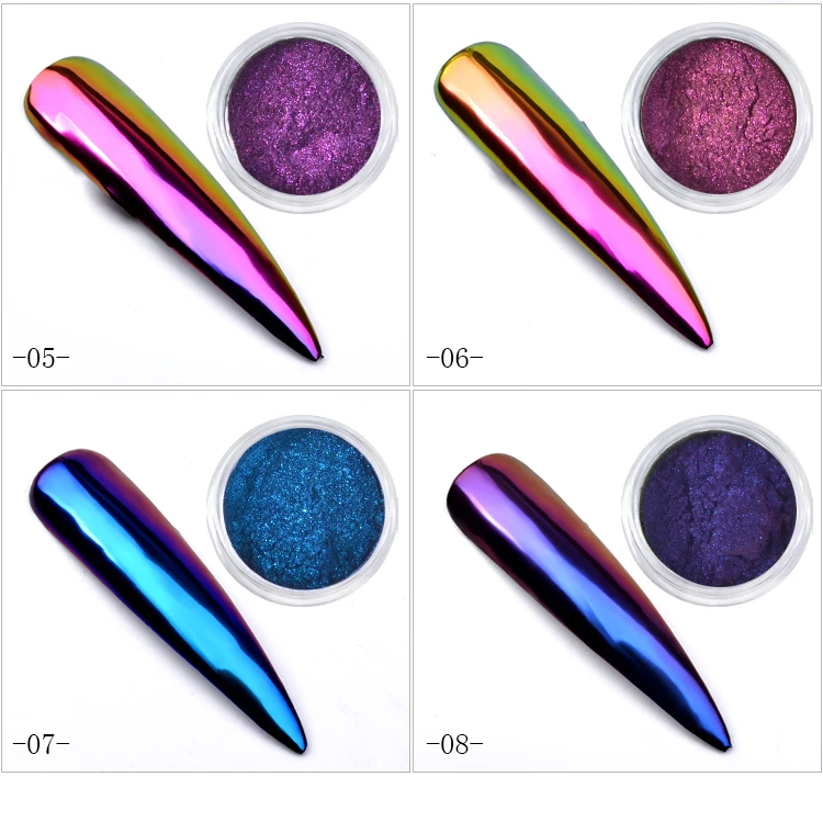 1 коробка 0,3 г Хамелеон зеркало ногтей блестит порошок DIY Nail Chrome пигмент пыли Маникюр Книги по искусству Инструменты для декорирования