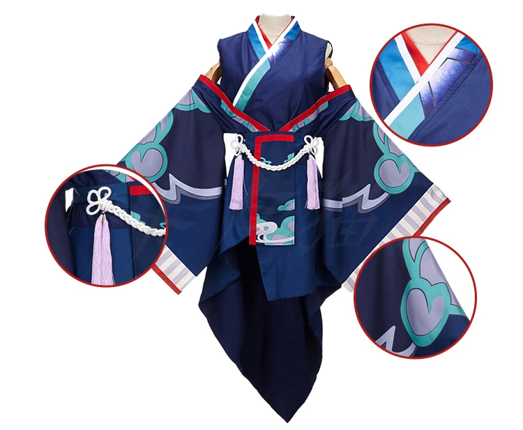 [Сток] кимоно+ парик+ кольца игра Onmyoji фигура призрак дым Униформа Хэллоуин Косплей костюмы Новинка