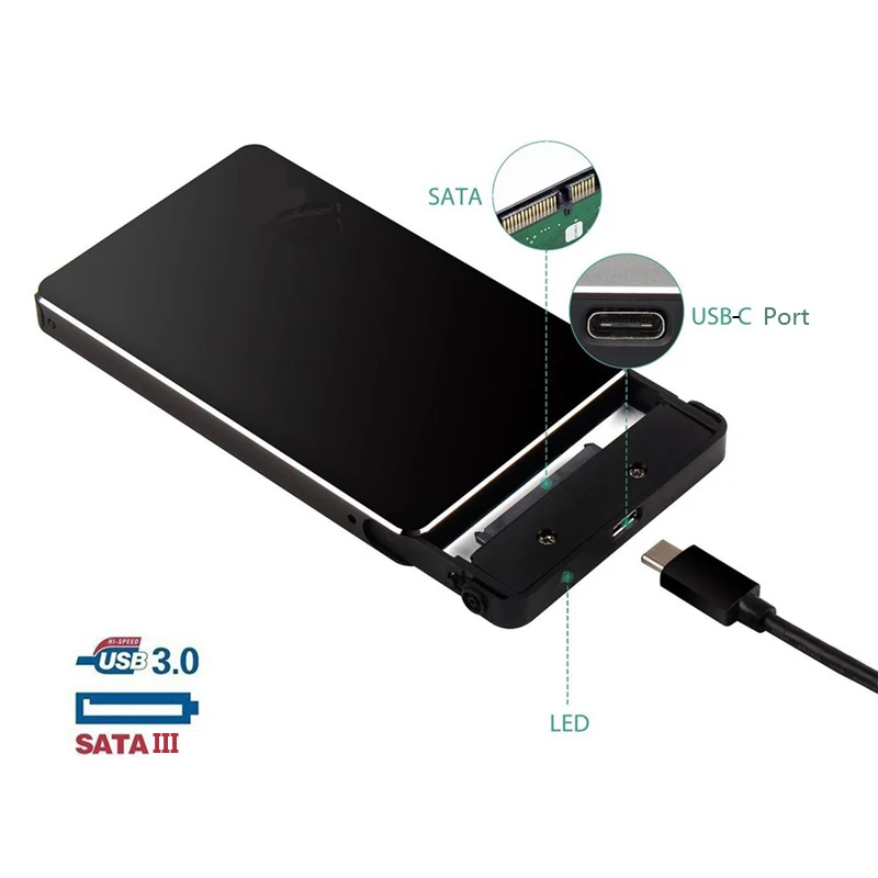 Внешний SSD/HDD корпус с интерфейсом usb 3.0 Gen1 Type C 2 5 дюйма 6 Гбит/с|Корпус жесткого