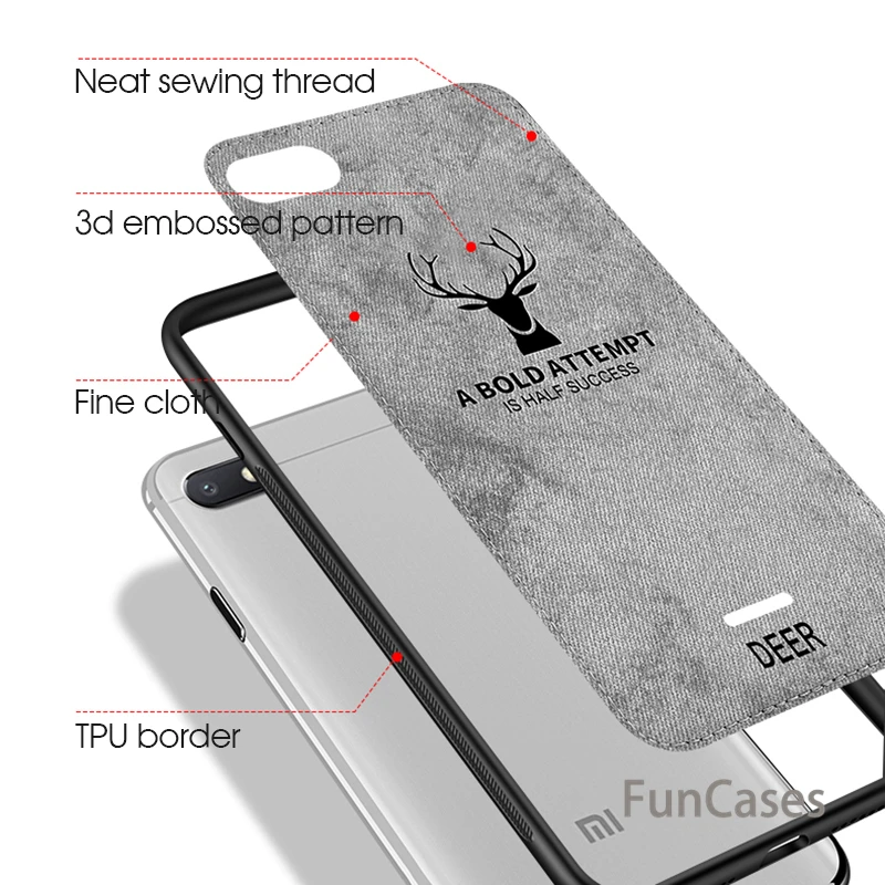 Тканевый чехол с мягкими краями для Xiaomi Redm 6 6A Pro 5 Plus ТПУ холщовый оленем Redmi Note Global
