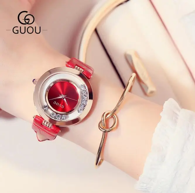 Женские Часы GUOU модные блестящие женские часы со стразами relogio feminino relojes para mujer |