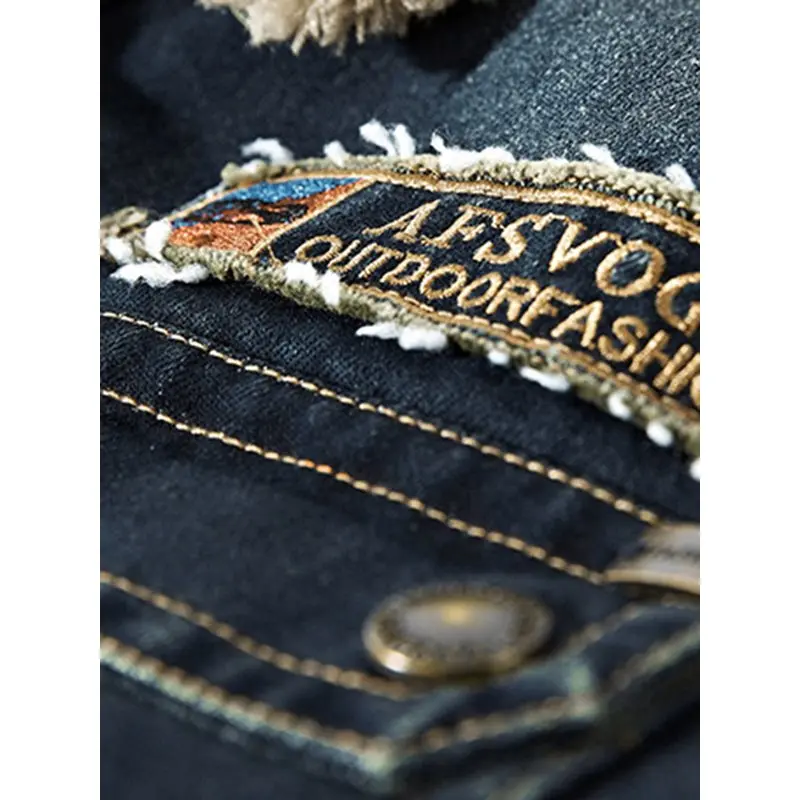 Men Denim Jackets Coat Winter Thick Fleece Warm Vintage Trendy Hot Sale Outerwear Male Appliques Blue Man Casual Basic Jackets