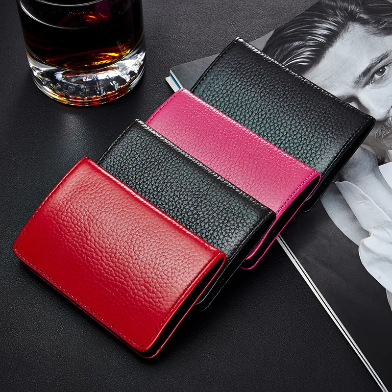 Унисекс модный бумажник для карт кожаный держатель карты RFID Блокировка бизнес