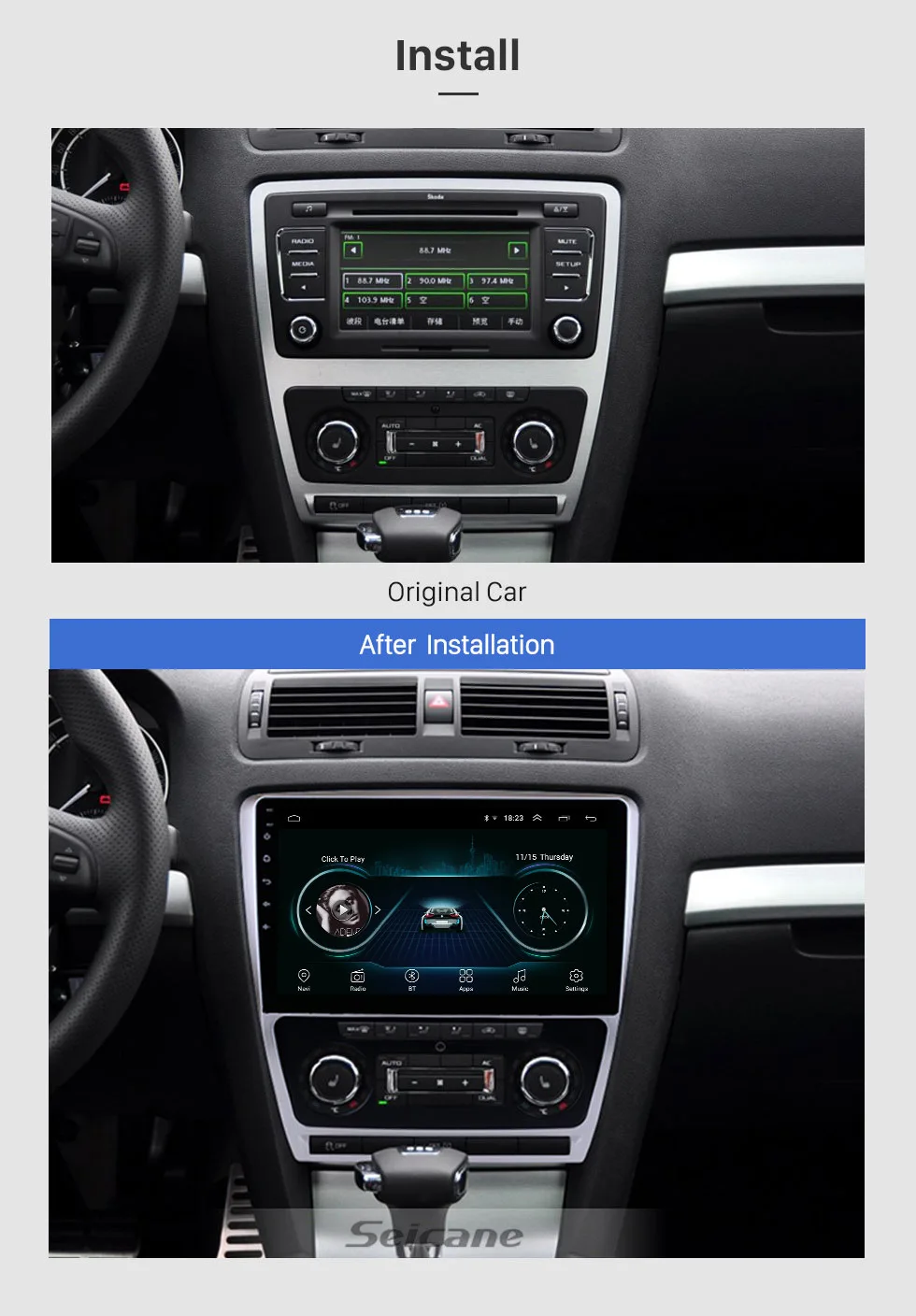 Seicane 10," Android 8,1 HD 2 Din автомагнитола gps стерео для Фольксваген Шкода Октавия 2007- Bluetooth головное устройство зеркало SWC