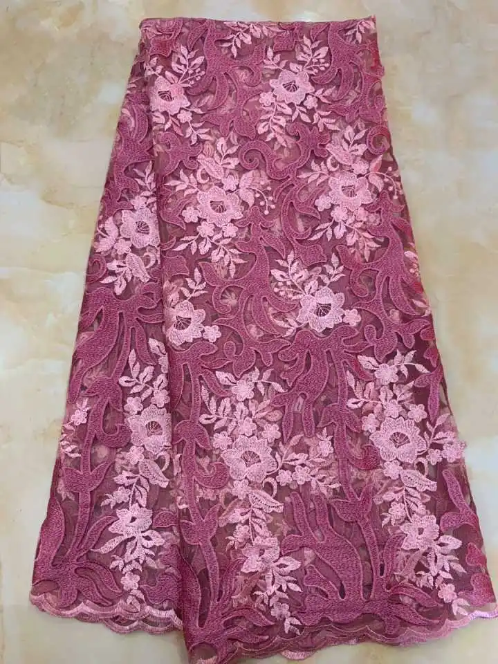 

5yards/lot high quality nigerian french lace embroidered tulle lace fabric for wedding dress CDN215