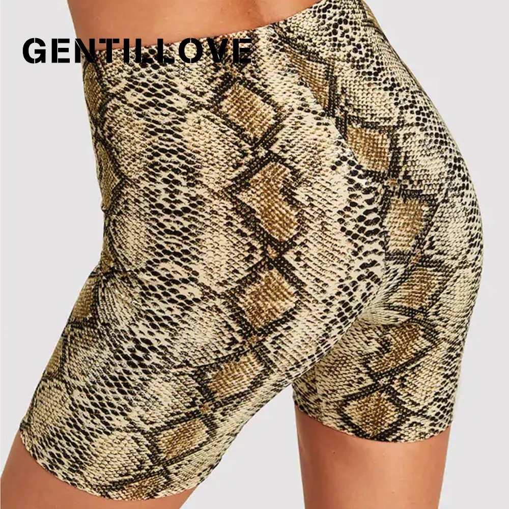 Фото Женские повседневные короткие леггинсы Gentillove Модные леопардовые со змеиным