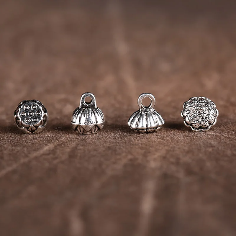 10 шт./лот подвеска в виде лотоса из античного серебра для изготовления ювелирных