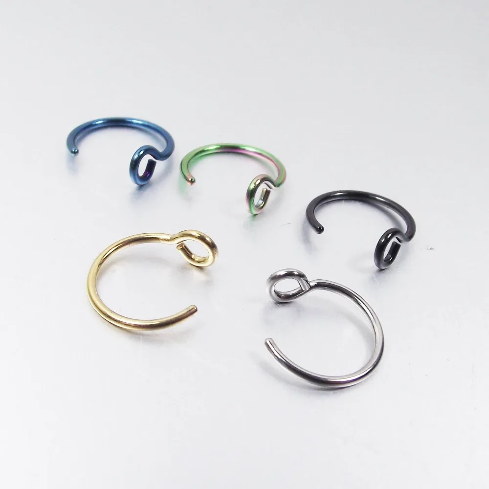 

2 Pieces/lot 20G 0.8mmGold Silver Stainless Steel U Fake Hoop Nose Ring Nostril Ear Clip Body Piercing Jewelry