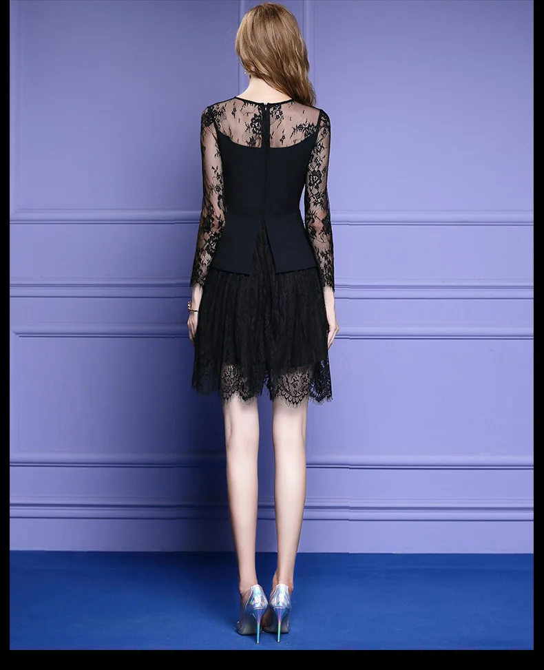 Летнее платье 2017 Женское Кружево Платья для женщин Европейский дизайн с длинными