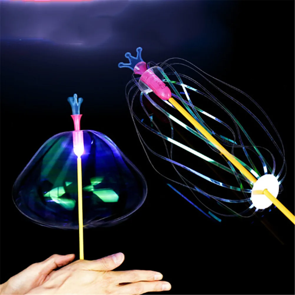 1PC Rainbow Magic Stick Wand LED Bubble Flower Colorful Shining Light Toy Special Plastic Tricks Spinning Wedding Party | Игрушки и