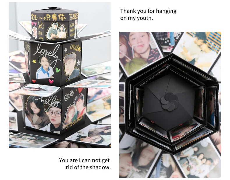 Шестигранник креативный взрывной DIY Скрапбукинг Фотоальбом Карта взрыв коробка День Святого Валентина подарок сюрприз коробка