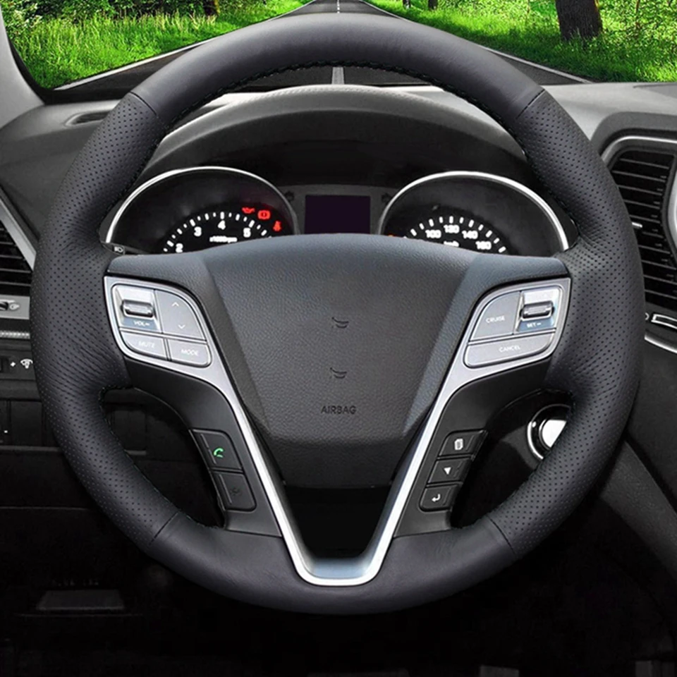 Черная искусственная кожа рулевое колесо Крышка черный автомобиль рулевое колесо Крышка для hyundai ix45 Santa Fe 2013