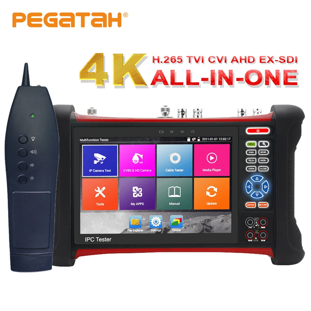 H.265 8MP IP камера тестер TVI CVI AHD SDI CVBS 6 в 1 CCTV с TDR кабель tracer многометровый POE OPM|Монитор