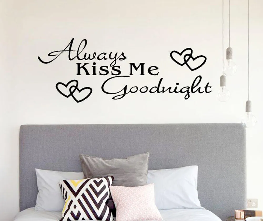 KAKUDER 2020 Hot Always Kiss Me Goodnight домашний декор Настенная Наклейка для спальни виниловая
