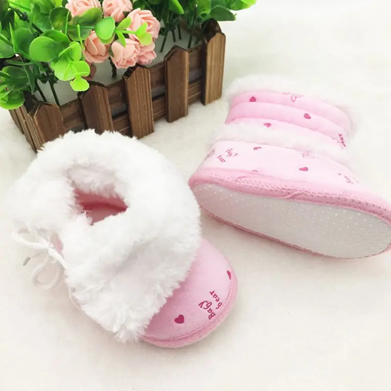 Baby 0-18 Months Prewalker Girls Winter Snow Boots Infant Solid Lace Up Shoes First Walker |
