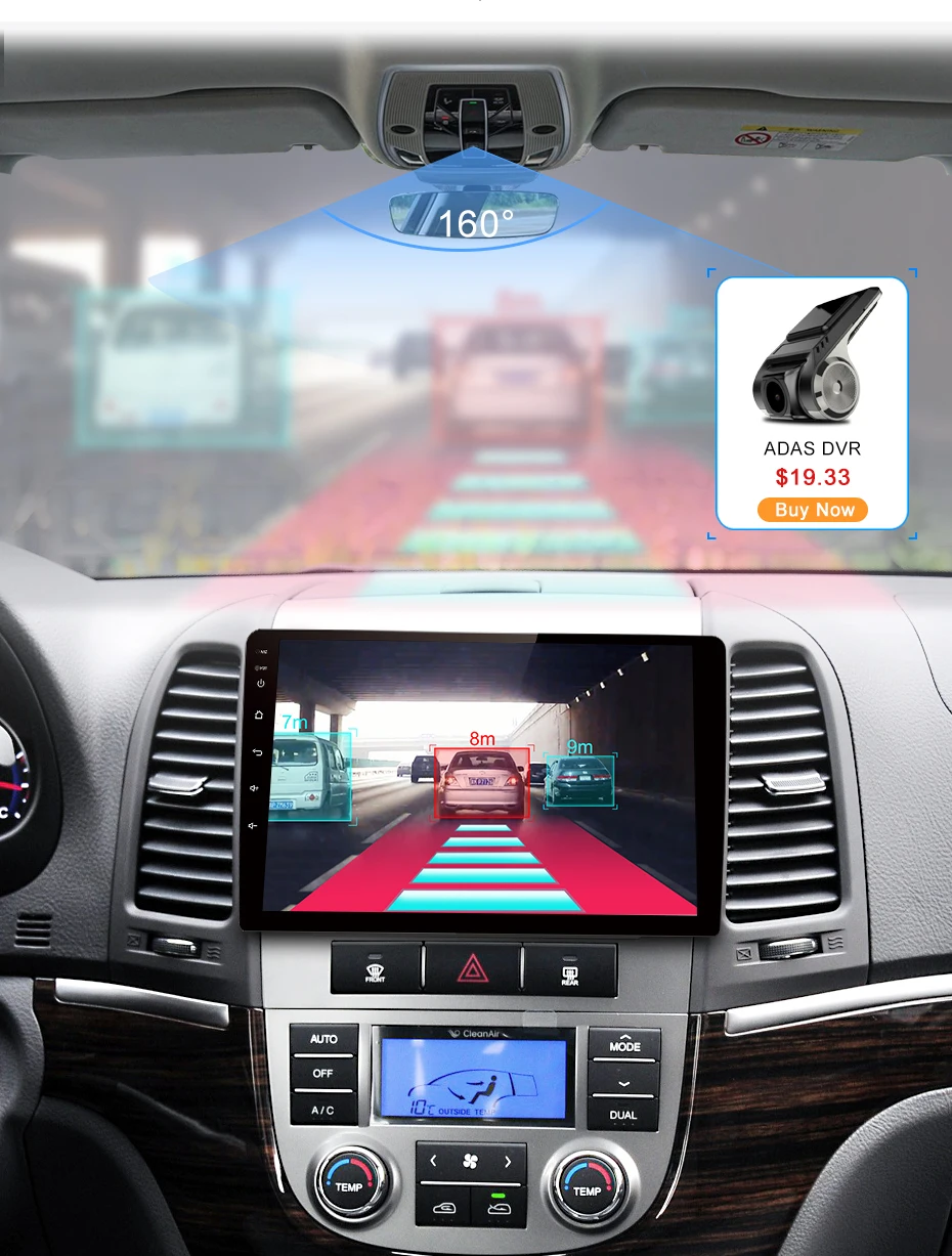 Junsun 2 Din мультимедийный видеоплеер Android 8,1 gps навигационный радиоприемник для hyundai Santa Fe 2 2006 2007-2012 Седан без dvd слота