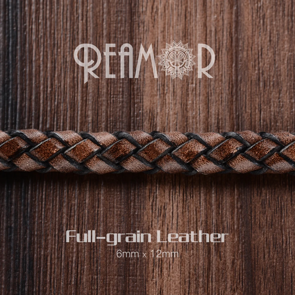 REAMOR 12*6 мм Ретро коричневый/красный черный натуральная кожа Веревка DIY Браслеты Аксессуары Frist слой воловья кожа плетеные шнуры для ювелирных изделий