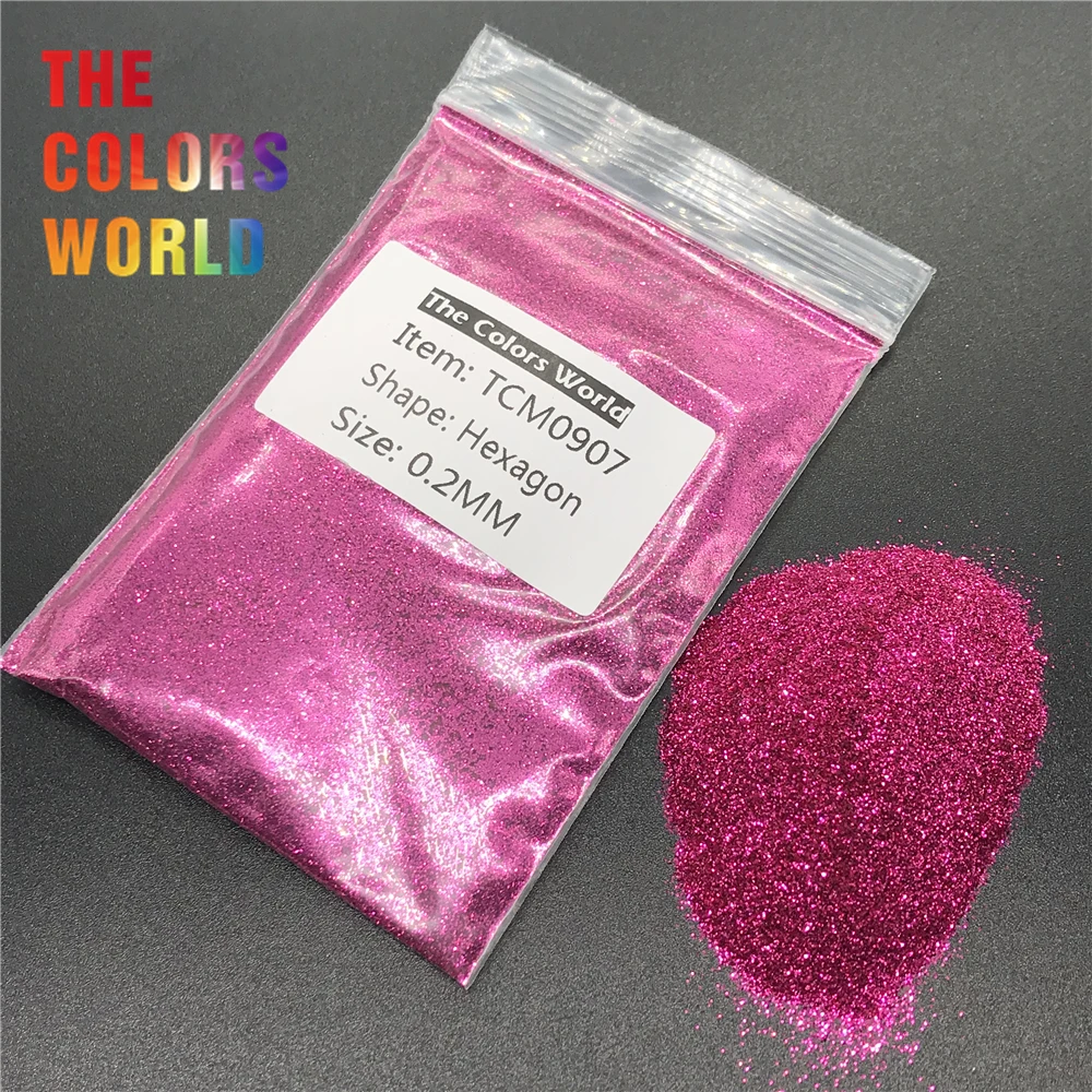 TCM0907 розово красный цвет металлический блеск Шестигранная форма для ногтей