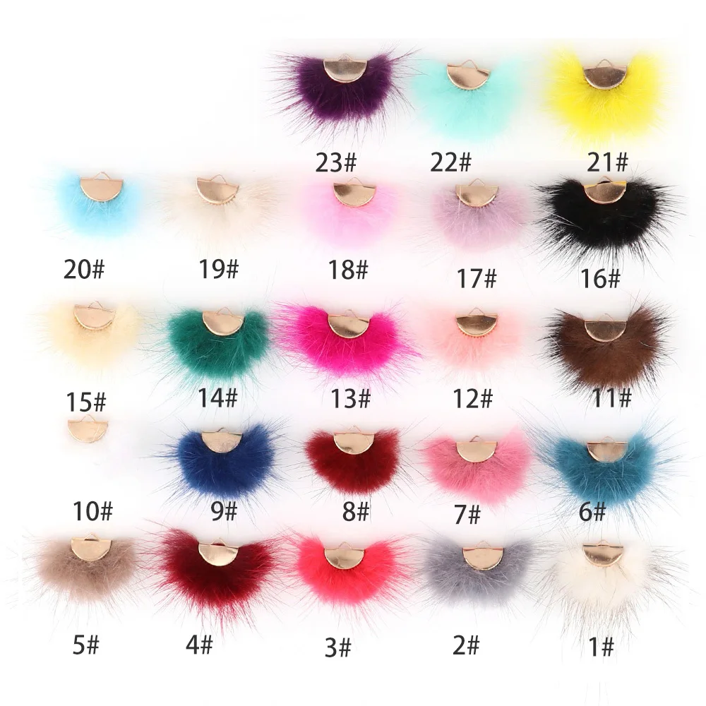 

2pcs Fashion Mink Fur Ball Pompoms Earring For Ring Earring Sewing On Knitted Key chain Scarf DIY Jewelry Findings