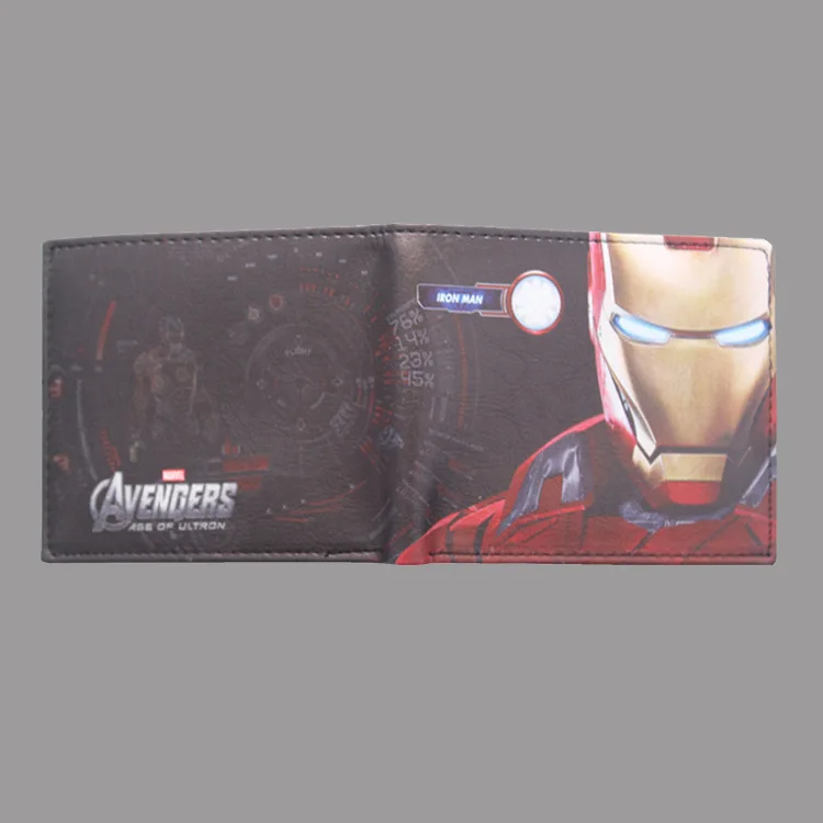F Мультфильм Аниме Железный человек кошелек carteira Marvel Comics Железный человек юбилей кошелек доллар цена подарок дети мальчик девочка кожаные кошельки - Цвет: F